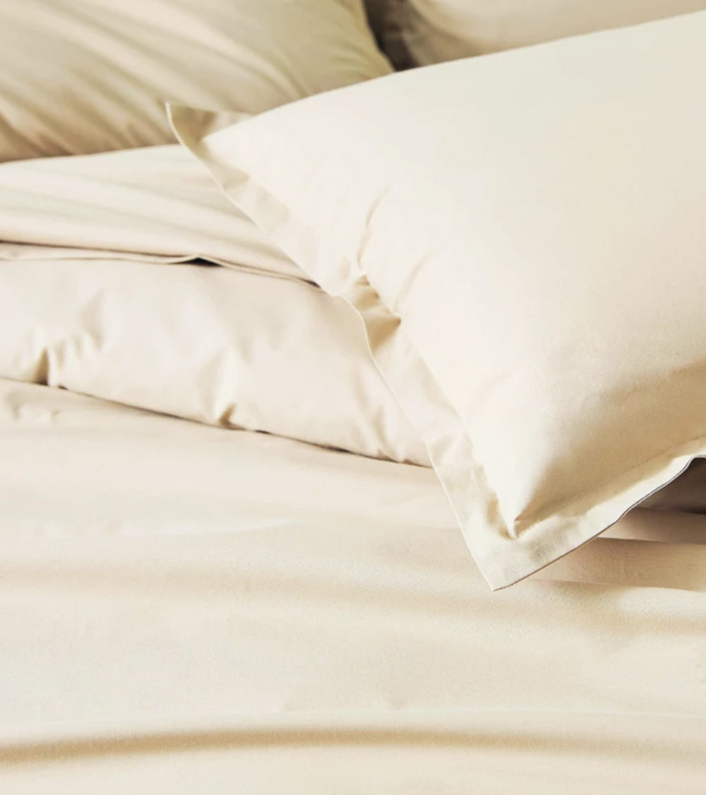 Taie de traversin unie coton BIO DUNE, linge de lit uni fabriqué en France, uni blanc cassé