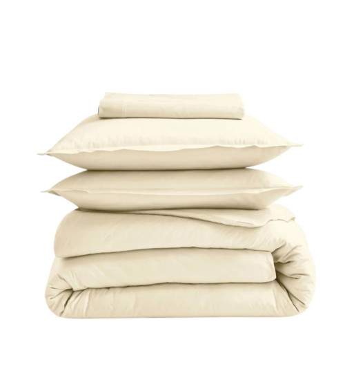 Taie de traversin unie coton BIO DUNE, linge de lit uni fabriqué en France, uni blanc cassé 2