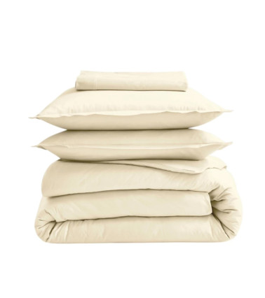 Taie de traversin unie coton BIO DUNE, linge de lit uni fabriqué en France, uni blanc cassé