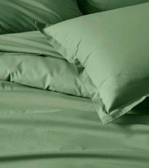 Housse de couette unie coton BIO EPICEA, linge de lit uni fabriqué en France, uni vert