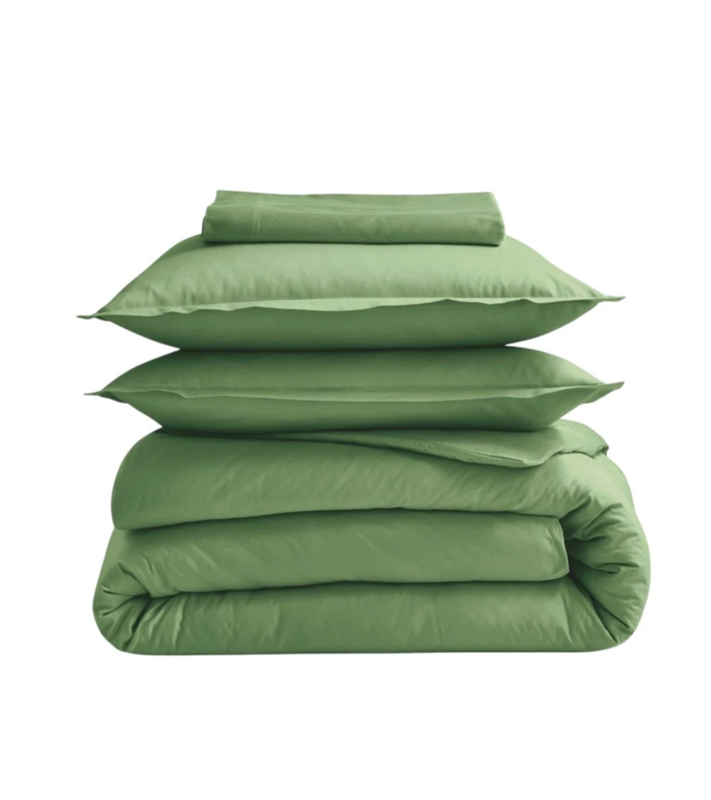 Drap de lit uni coton BIO EPICEA, linge de lit uni fabriqué en France, uni vert