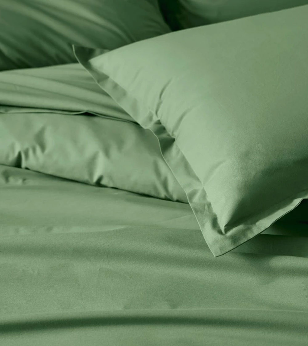 Drap de lit uni coton BIO EPICEA, linge de lit uni fabriqué en France, uni vert