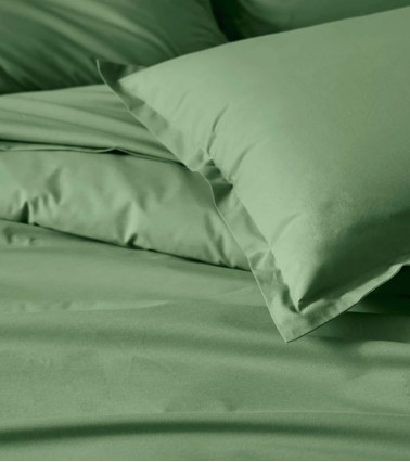 Drap de lit uni coton BIO EPICEA, linge de lit uni fabriqué en France, uni vert