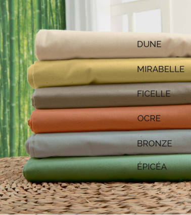 Gamme Coton bio, Drap housse uni coton BIO OCRE, linge de lit fabriqué en France, uni argile, terracotta, orange rouge