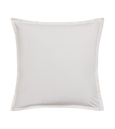 Taie d'Oreiller Percale ÉPURE, linge de lit imprimé fabriqué en France, motif lignes rayé prunes sur fond blanc