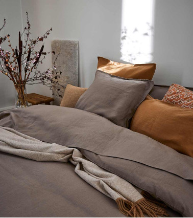 Taie d'oreiller en Lin Roseau Nouvelle Vague, linge de lit uni fabriqué en France