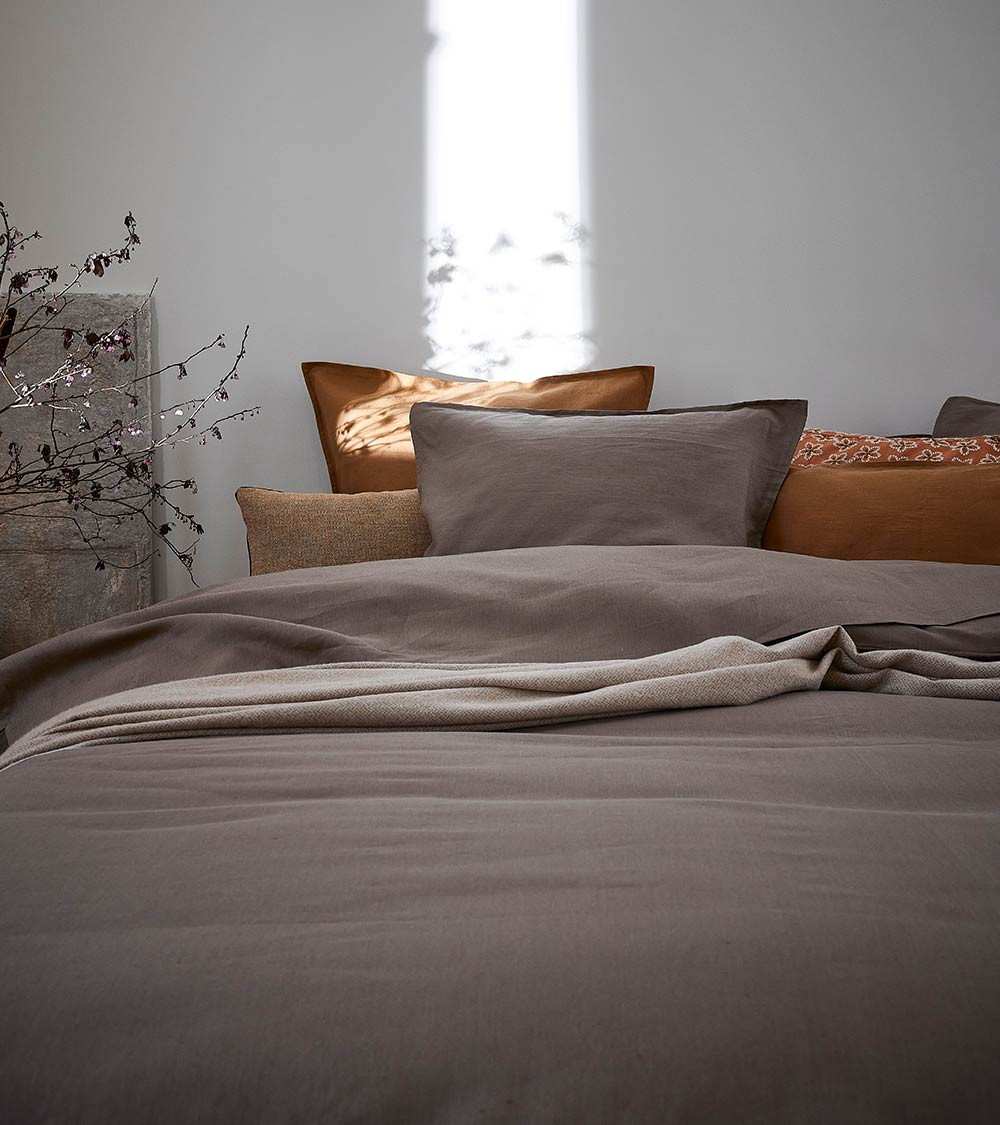 Drap Housse en Lin Roseau Nouvelle Vague, linge de lit uni fabriqué en France, Origine France Garantie