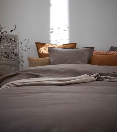 Drap Housse en Lin Roseau Nouvelle Vague, linge de lit uni fabriqué en France, Origine France Garantie