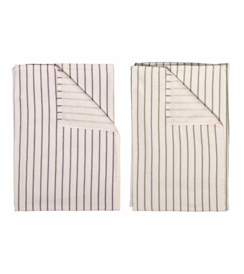 Maxi drap de bain Marina 160 x 100 cm, serviette de plage, Oeko Tex Standard 100, coton biologique, rayures vertes et violettes