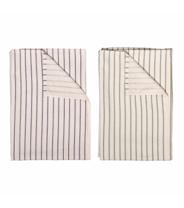 Maxi drap de bain Marina 160 x 100 cm, serviette de plage, Oeko Tex Standard 100, coton biologique, rayures vertes et violettes