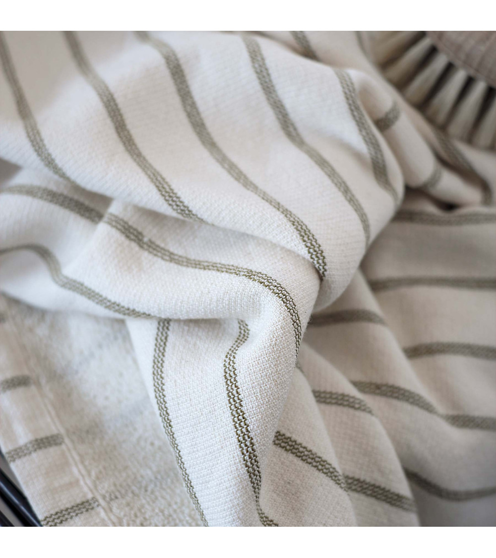 Maxi drap de bain Marina 160 x 100 cm, serviette de plage, coton bio, rayures