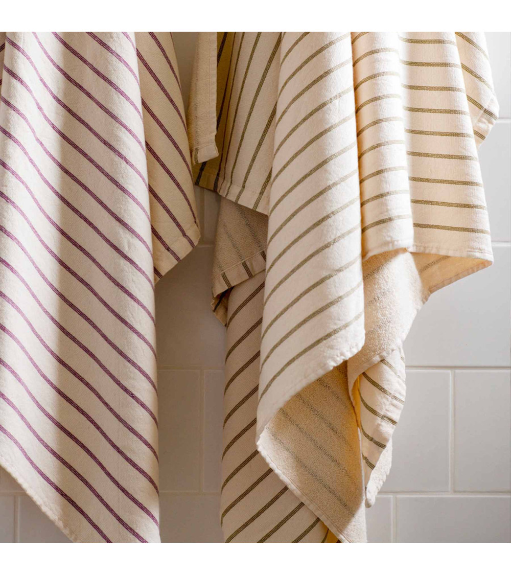 Maxi drap de bain Marina 160 x 100 cm, serviette de plage, coton bio, rayures