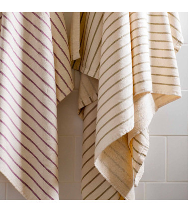 Maxi drap de bain Marina 160 x 100 cm, serviette de plage, coton bio, rayures
