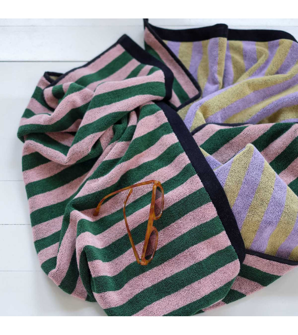 Maxi drap de bain Charly 100 x 160, serviette de plage colorée à rayures multicolore