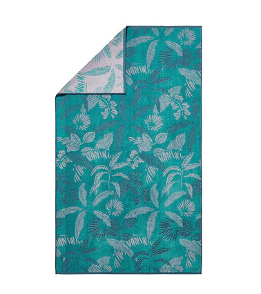Drap de plage Bali jacquard de coton, serviette de plage imprimé floral bleu et blanc