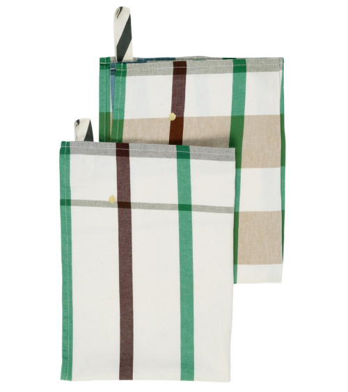 Lot de 2 torchons Archie 70 x 50 cm, rayures multicolores, coton biologique 2