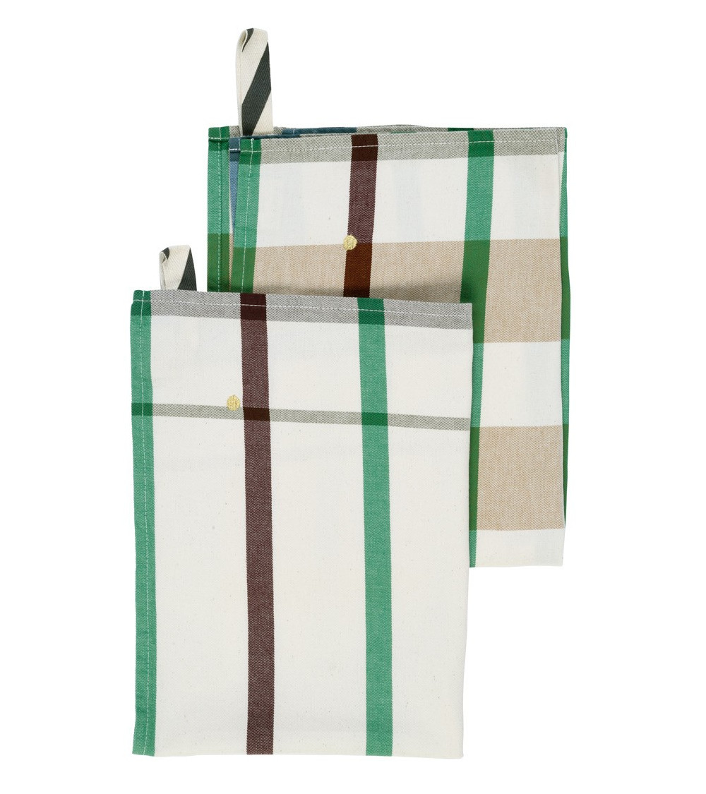 Lot de 2 torchons Archie 70 x 50 cm, rayures multicolores, coton biologique, Archie Gazon