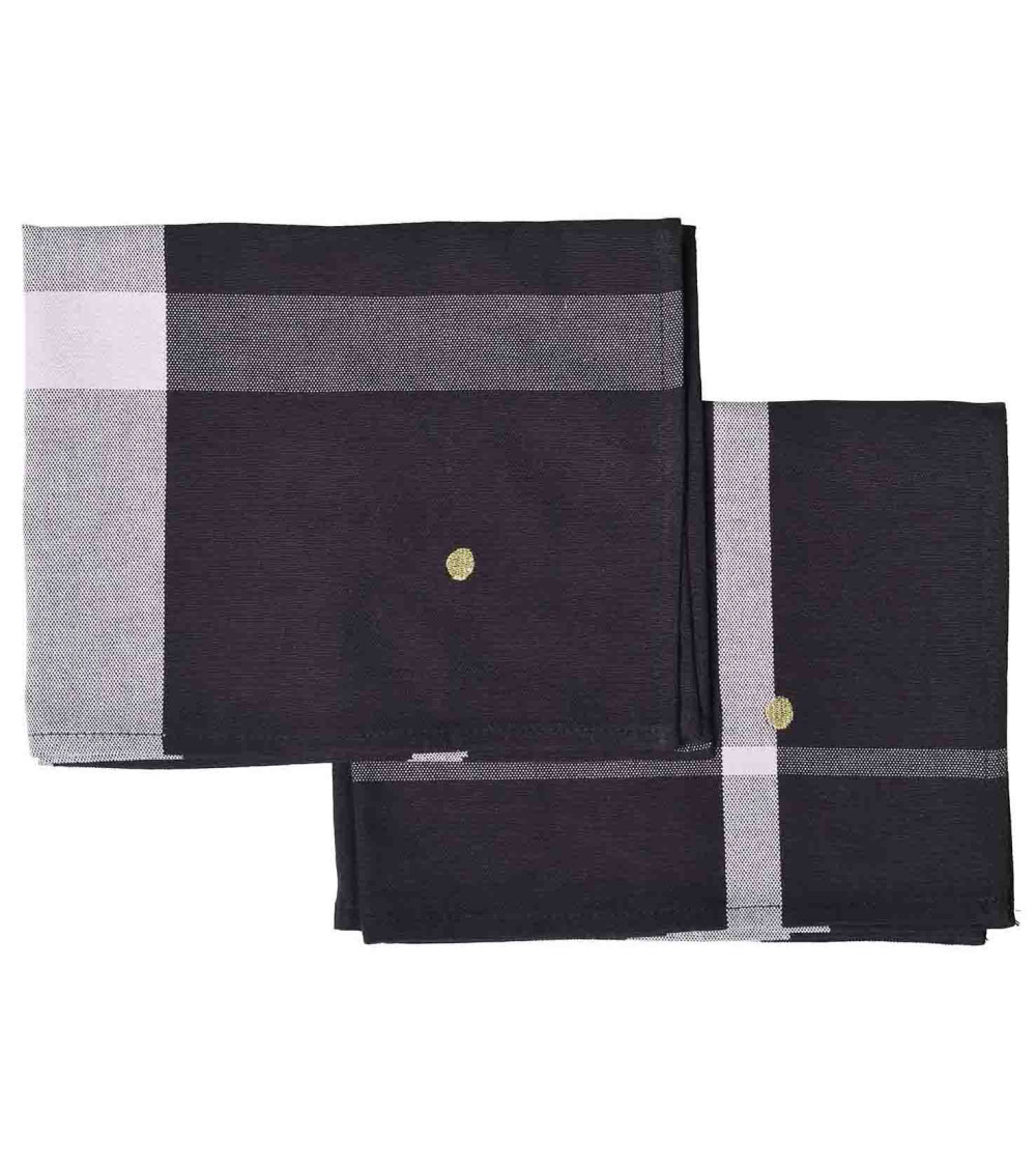 Lot de 2 sets de table La nonna 40 x 50 x 1, 40x50 cm, couleur noir Caviar