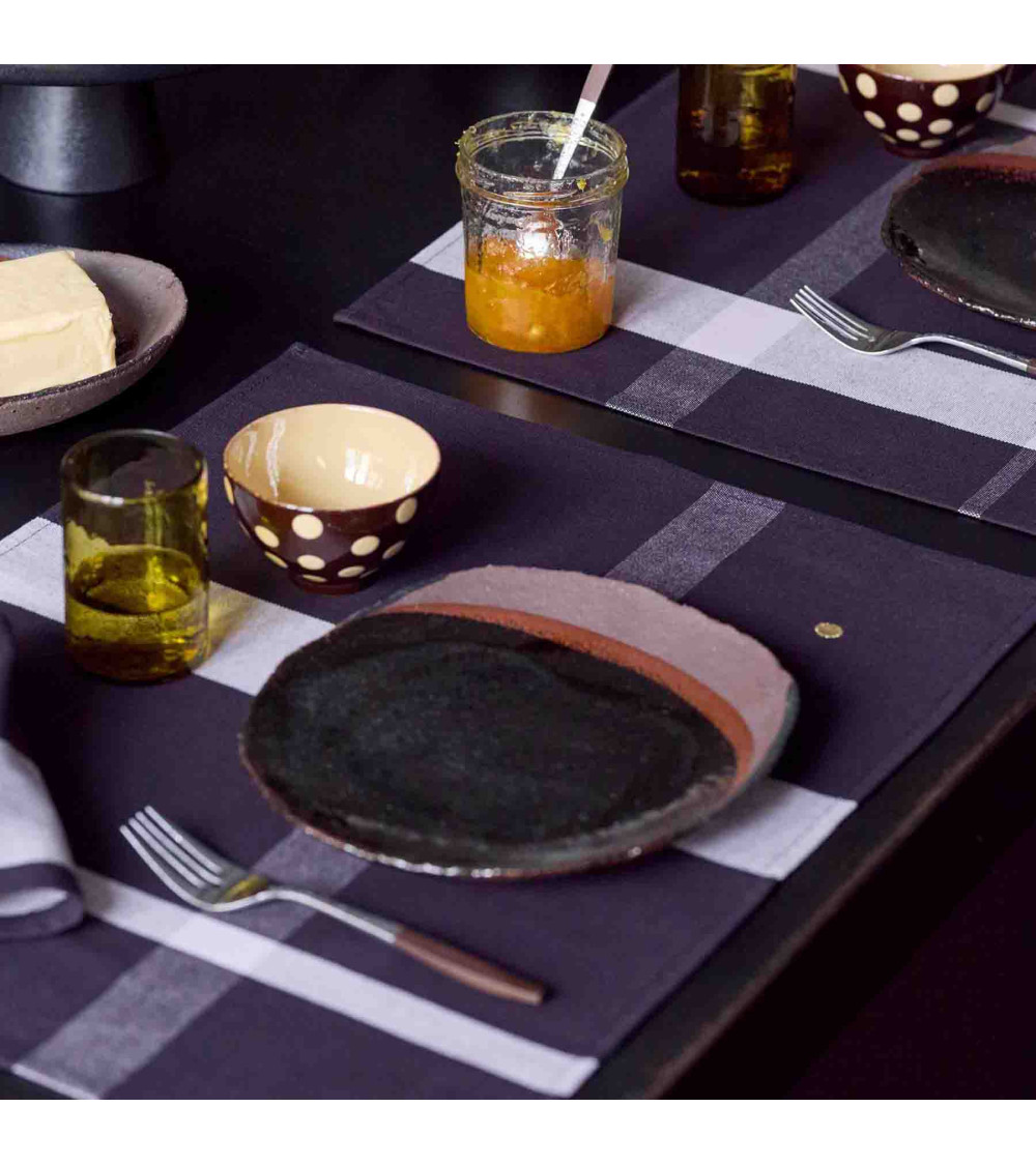 Lot de 2 sets de table La nonna 40 x 50 x 1, 40x50 cm, couleur noir Caviar