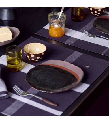 Lot de 2 sets de table La nonna 40 x 50 x 1, 40x50 cm, couleur noir Caviar