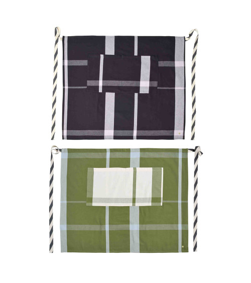Tablier bistrot La nonna 70 x 85 cm, coloris Caviar et Pistacchio, coton biologique