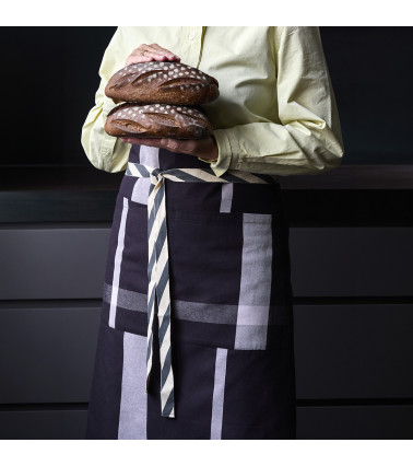 Tablier bistrot La nonna 70 x 85 cm, coloris Caviar, coton biologique