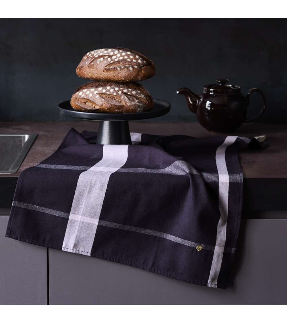 Torchon La nonna 70 x 50 x 1, 50x70 cm, coloris caviar, coton biologique, Made in Portugal