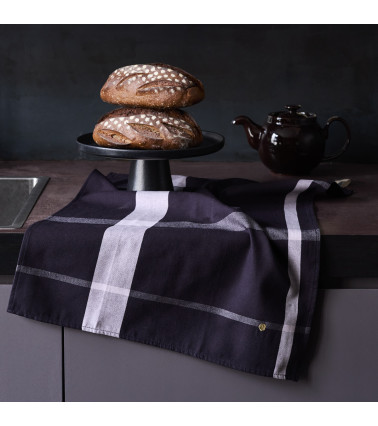 Torchon La nonna 70 x 50 x 1, 50x70 cm, coloris caviar, coton biologique, Made in Portugal