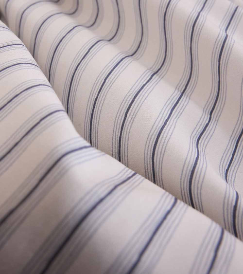 Housse de couette TISSAGE en percale rayée bleue fabriquée en France Essix 2