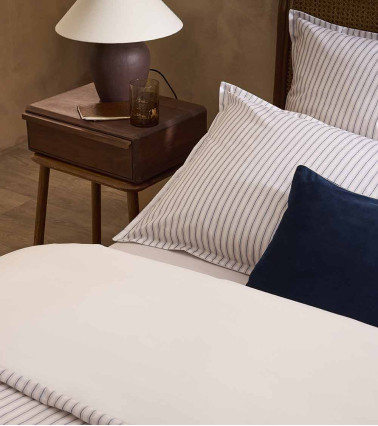 Housse de couette TISSAGE avec revers uni Meringue, fabriquée en France
