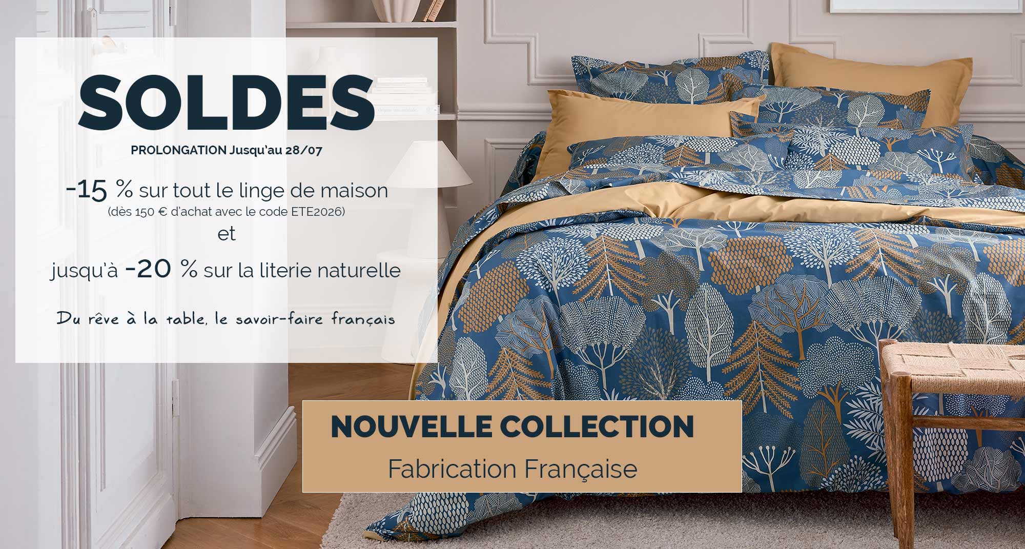 Compagnie de la Grande Ourse Linge de lit fabriqu&eacute; en France.