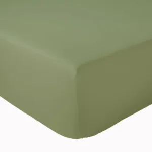 Drap housse vert fougère, coton 57fils/cm², fabrication française