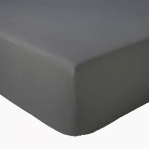 Drap housse satin 110fils/cm²,gris noir graphite, fabriqué en france