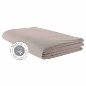 Drap de lit en percale de coton couleur lin 80 fils/cm²