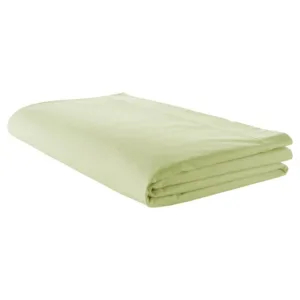 Drap plat En coton de satin 110fils/cm², vert Tilleul, linge de lit fabriqué en France