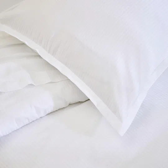 Linge de lit Grand Hôtel Blanc, drap plat, taie oreiller, traversin en satin de coton 110fils