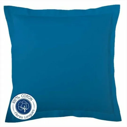 taie d'oreiller couleur bleu nautique lavé en coton 57fils