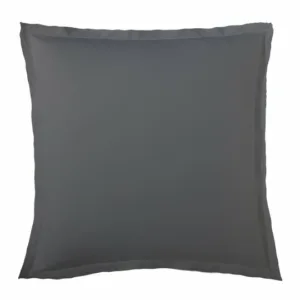 Taie d'oreiller en satin gris noir graphite 110 fils/cm², fabriqué en France